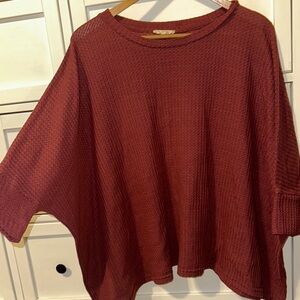 Dolman Sleeve Waffle Knit Top
